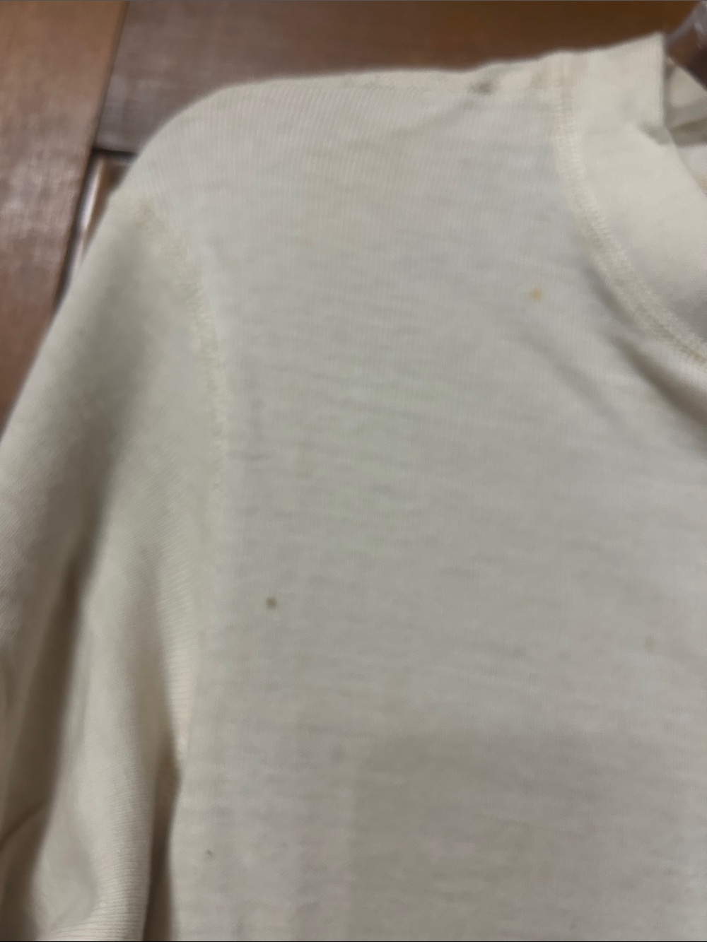 Title: Vintage Men’s Wool Cotton Winter Undershirt Cream medium - Picture 3 of 4